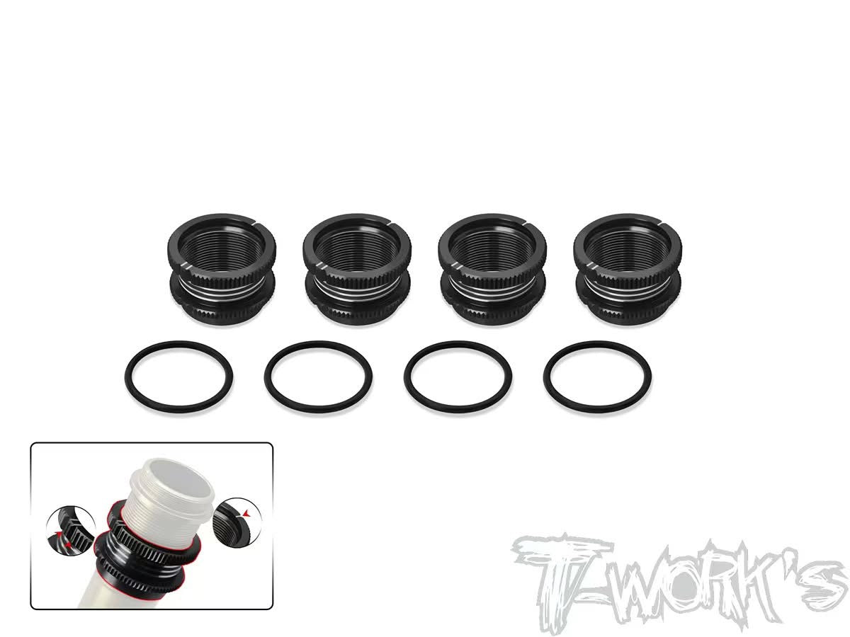 T-Works Aluminium 16mm 1/8 Shock Spring Adjuster +11mm - BLACK