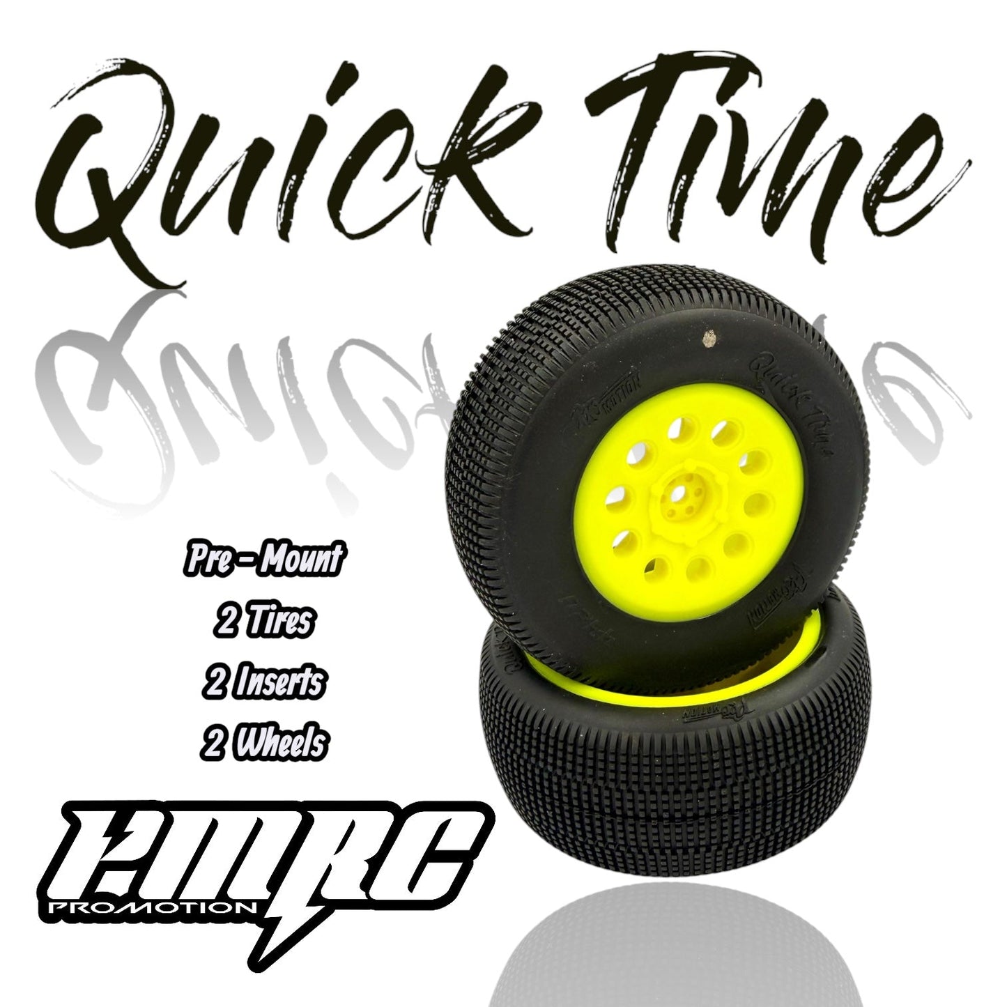 Quicktime SCT Short Course Tires Pre Mount Yellow +3 Offset Wheels