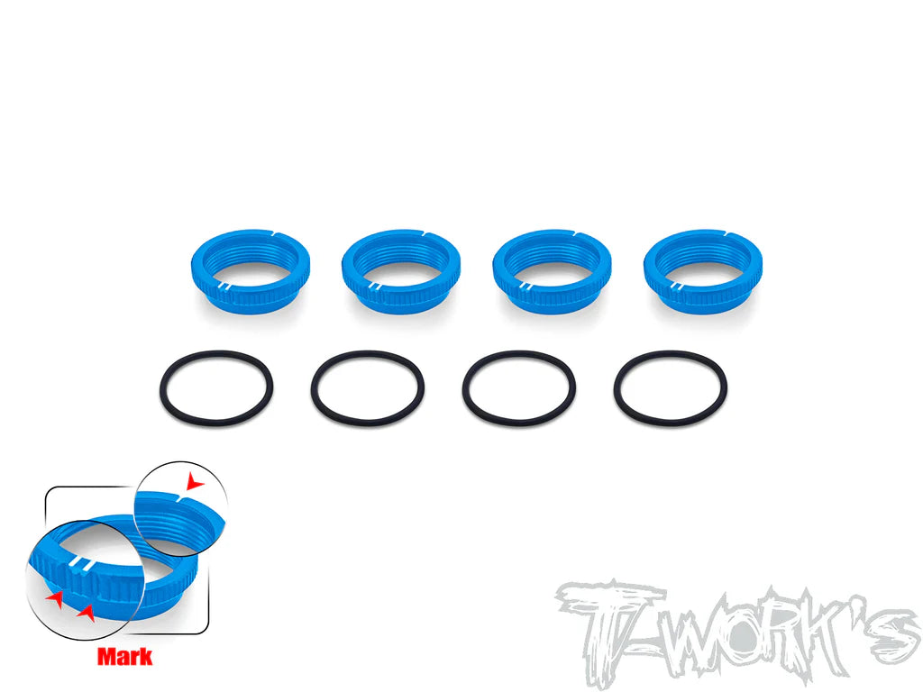 T-Works Aluminium 16mm 1/8 Shock Spring Adjuster - BLUE