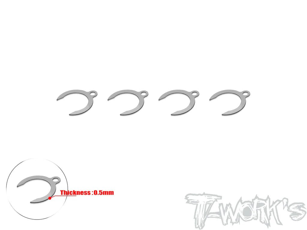 T-Works TO-346-A Stainless Steel Front Upper Arm Adjust Camber Spacer 0.5mm/1mm/2mm ( 4pcs. )(For Infinity IFB8) - Faster RC HobbiesT-WorksFaster RC HobbiesTO-346-A-0.5