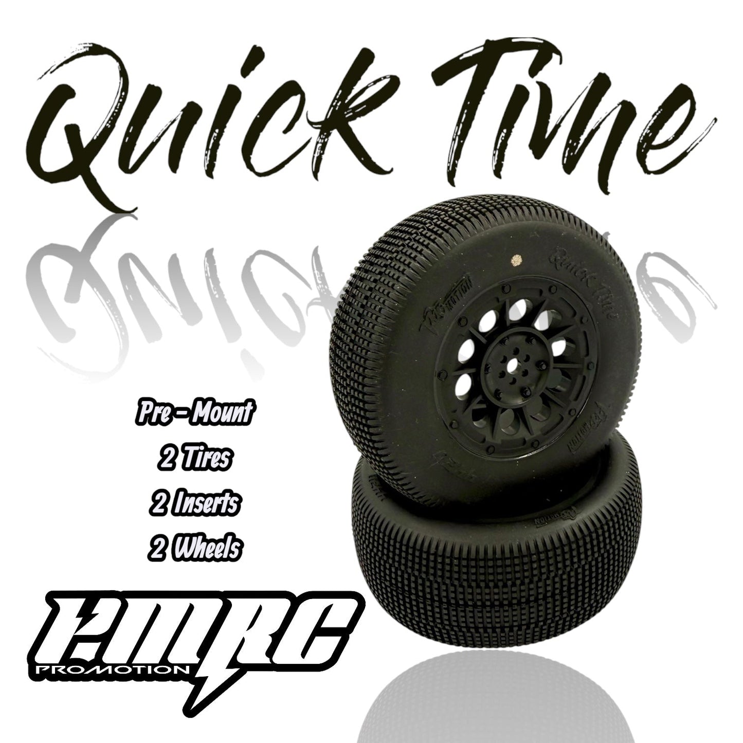 Quicktime SCT Short Course Tires Pre Mount Black +0 Offset Wheels