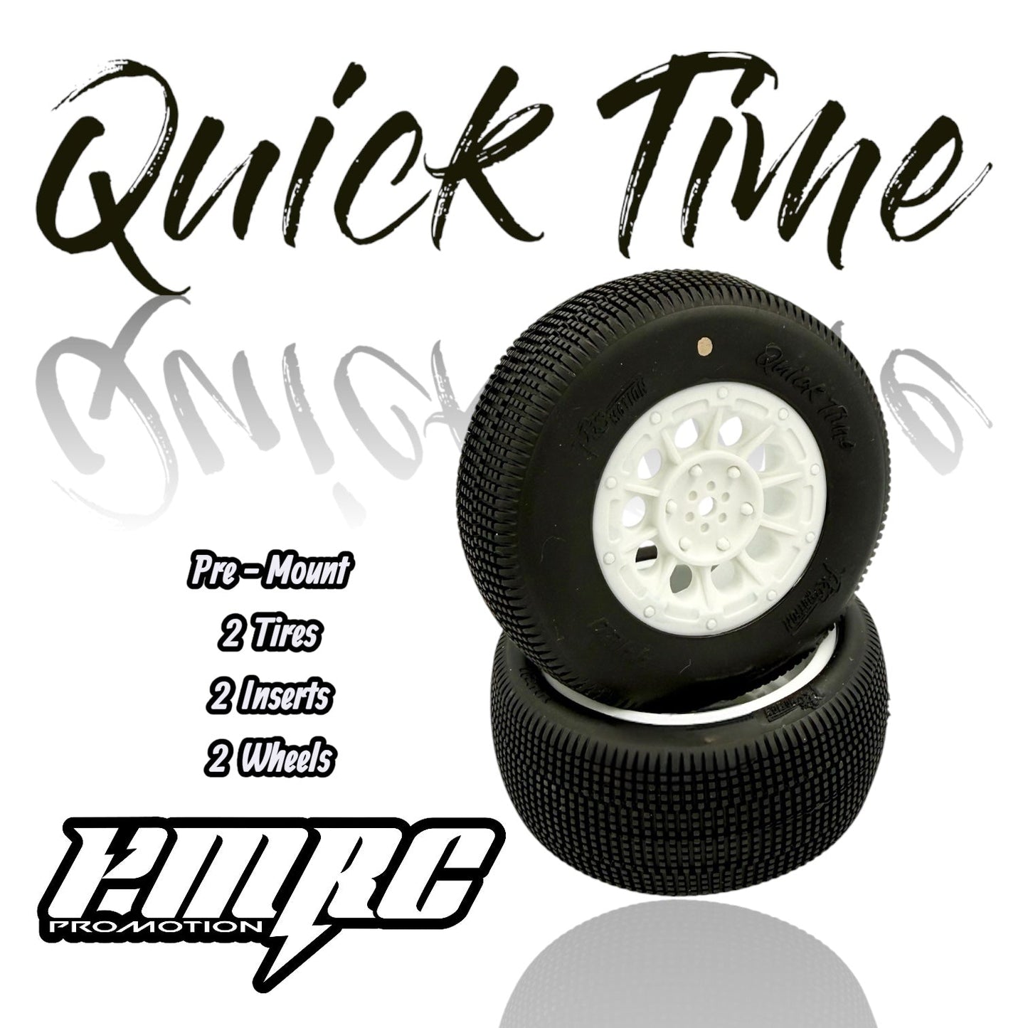 Quicktime SCT Short Course Tires Pre Mount White +0 Offset Wheels