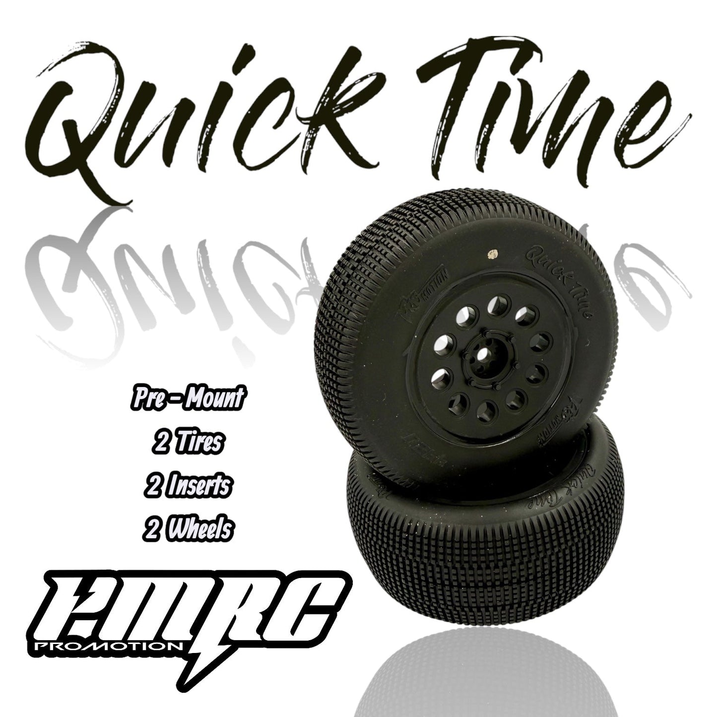 Quicktime SCT Short Course Tires Pre Mount Black +3 Offset Wheels