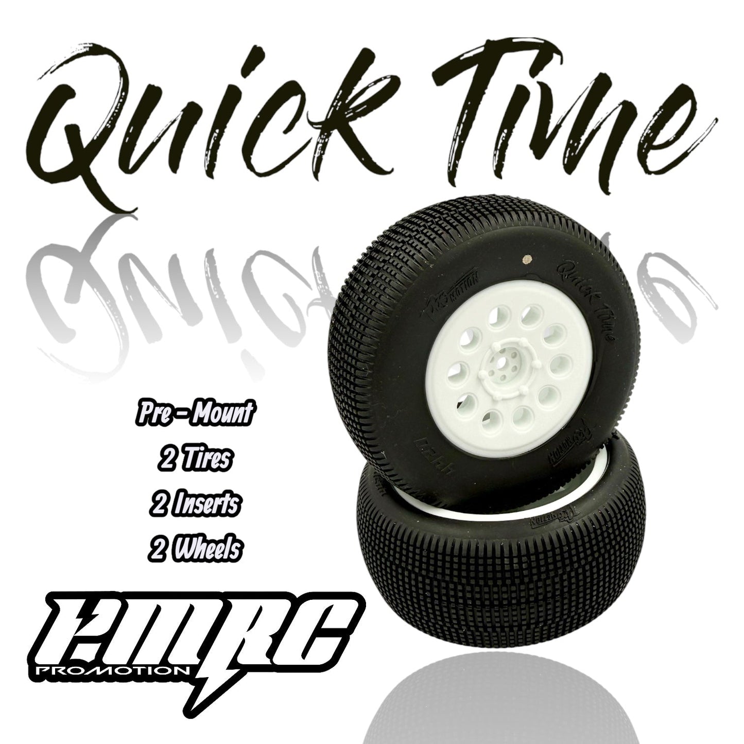 Quicktime SCT Short Course Tires Pre Mount White +3 Offset Wheels