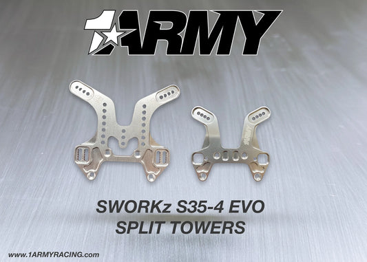 1ARMY Split REAR Shock Tower for the SWORKz S35-4 EVO