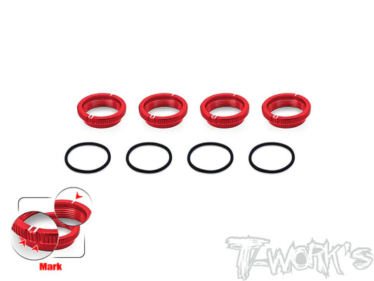 T-Works Aluminium 16mm 1/8 Shock Spring Adjuster - RED