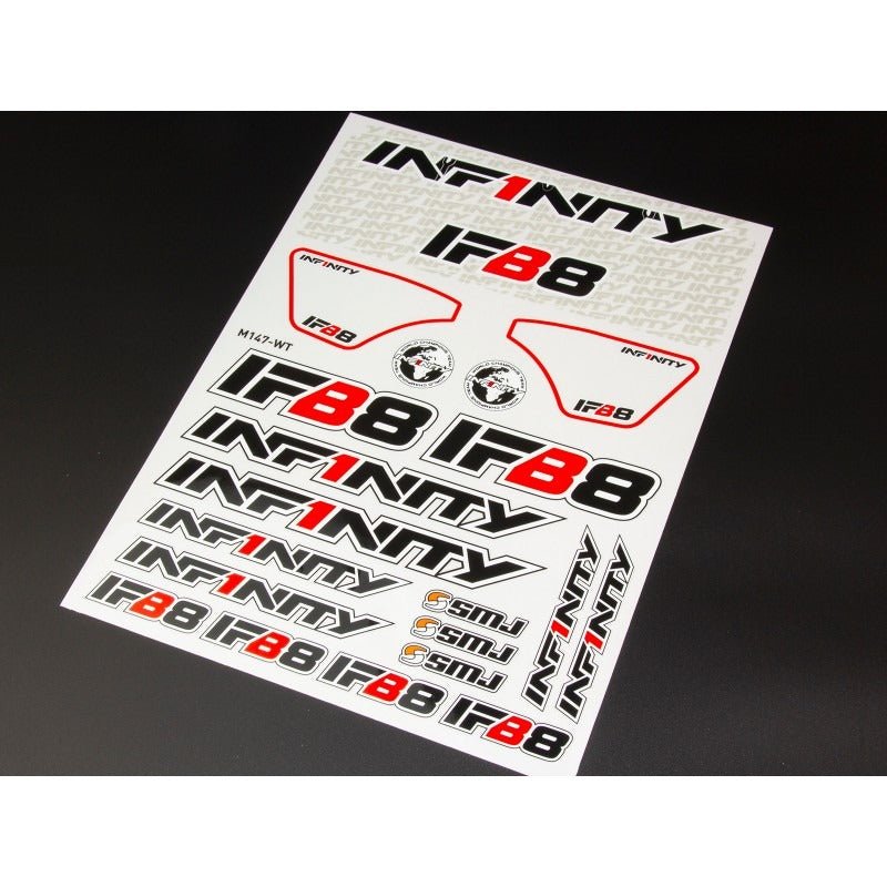 INFINITY IFB8 DECAL SHEET (WHITE) - Faster RC HobbiesFaster RC HobbiesFaster RC HobbiesM147WT