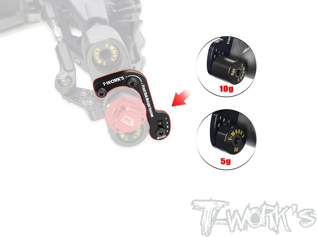 T-Works Front Hub Weight System ( For SWORKZ S35.5 / S35.4 EVO ) - Faster RC HobbiesT-WorksFaster RC HobbiesTO-358-S35.4