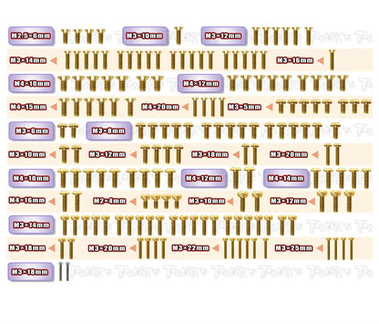 T-Works Gold Plated Steel Screw Set 161pcs.( For Tekno EB48 2.2 ) - Faster RC HobbiesT-WorksFaster RC HobbiesGSS-EB482.2